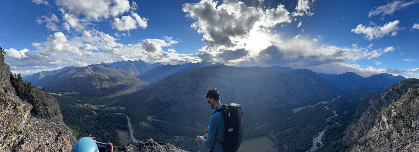 Topping out on Flyboys, an 1800ft climb. That is not me in this photo.